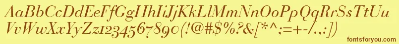 BauerBodoniItalicOldstyleFigures Font – Brown Fonts on Yellow Background