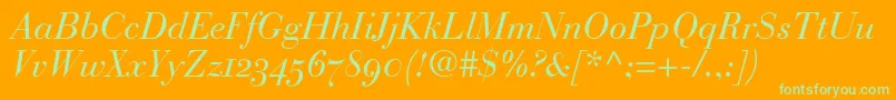 BauerBodoniItalicOldstyleFigures Font – Green Fonts on Orange Background