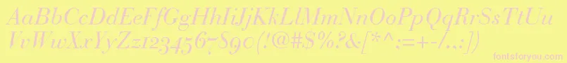 BauerBodoniItalicOldstyleFigures Font – Pink Fonts on Yellow Background
