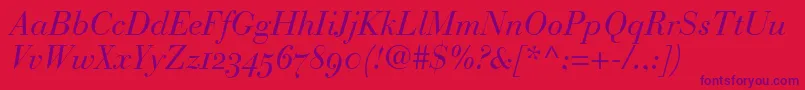 BauerBodoniItalicOldstyleFigures Font – Purple Fonts on Red Background