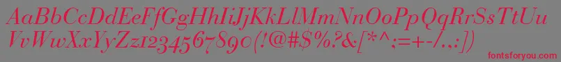 BauerBodoniItalicOldstyleFigures Font – Red Fonts on Gray Background