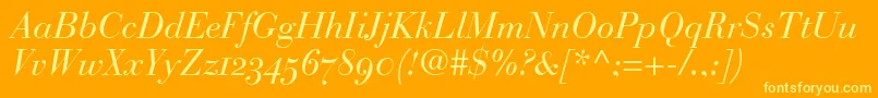 BauerBodoniItalicOldstyleFigures Font – Yellow Fonts on Orange Background