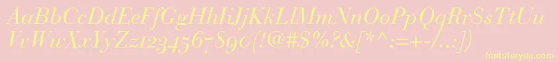 BauerBodoniItalicOldstyleFigures Font – Yellow Fonts on Pink Background