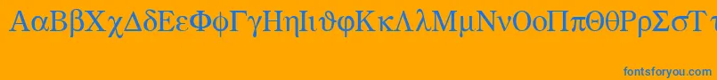 Greekmathsymbols-Schriftart – Blaue Schriften auf orangefarbenem Hintergrund