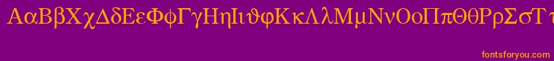 フォントGreekmathsymbols – 紫色の背景にオレンジのフォント