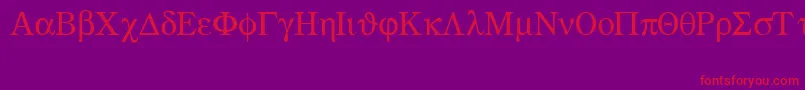 Czcionka Greekmathsymbols – czerwone czcionki na fioletowym tle