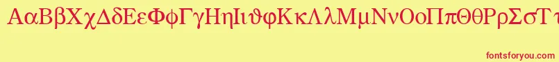 Czcionka Greekmathsymbols – czerwone czcionki na żółtym tle
