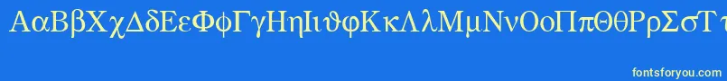 Czcionka Greekmathsymbols – żółte czcionki na niebieskim tle