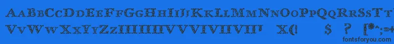 フォントImprentaRoyalNonpareilTrash – 黒い文字の青い背景