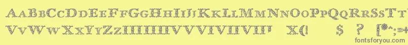 ImprentaRoyalNonpareilTrash Font – Gray Fonts on Yellow Background