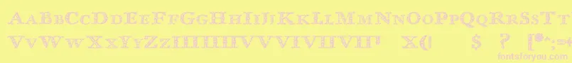 Czcionka ImprentaRoyalNonpareilTrash – różowe czcionki na żółtym tle