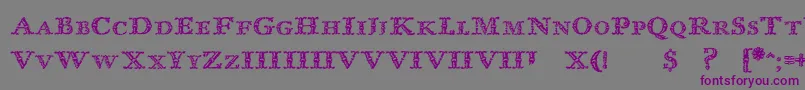 ImprentaRoyalNonpareilTrash-fontti – violetit fontit harmaalla taustalla