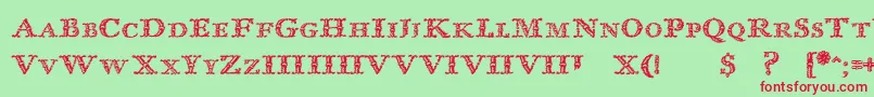 ImprentaRoyalNonpareilTrash Font – Red Fonts on Green Background