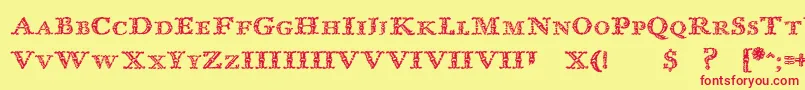 ImprentaRoyalNonpareilTrash Font – Red Fonts on Yellow Background