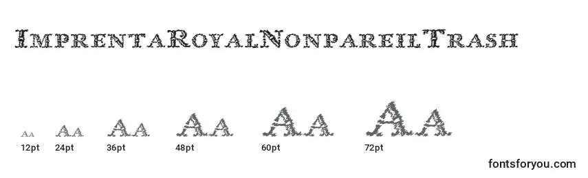 Größen der Schriftart ImprentaRoyalNonpareilTrash