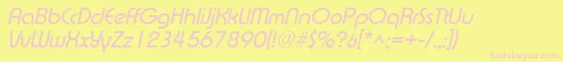 XpressSfItalic-fontti – vaaleanpunaiset fontit keltaisella taustalla
