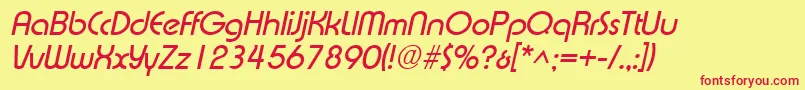 フォントXpressSfItalic – 赤い文字の黄色い背景