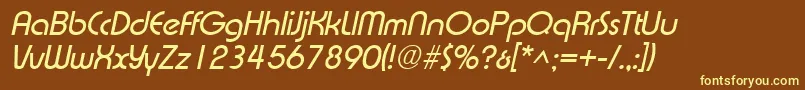 XpressSfItalic-fontti – keltaiset fontit ruskealla taustalla