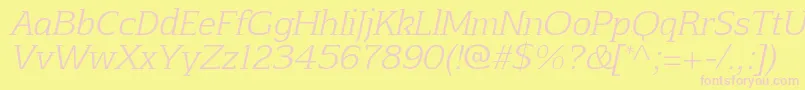 フォントAftaserifthinItalic – ピンクのフォント、黄色の背景