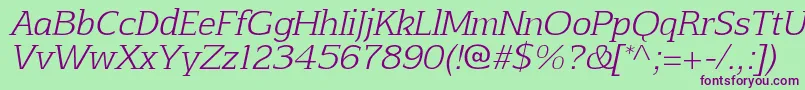 AftaserifthinItalic Font – Purple Fonts on Green Background