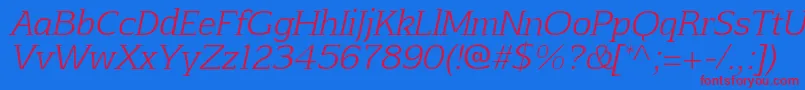 AftaserifthinItalic Font – Red Fonts on Blue Background