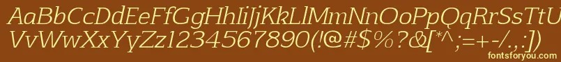 AftaserifthinItalic-fontti – keltaiset fontit ruskealla taustalla