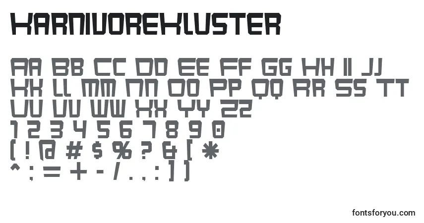 KarnivoreKluster-fontti – aakkoset, numerot, erikoismerkit