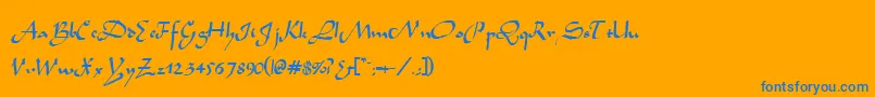 TidannRegular-Schriftart – Blaue Schriften auf orangefarbenem Hintergrund