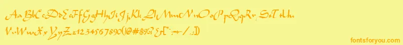 フォントTidannRegular – オレンジの文字が黄色の背景にあります。