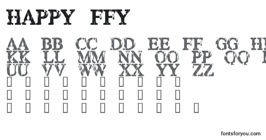 Schriftart Happy ffy – Alphabet, Zahlen, spezielle Symbole