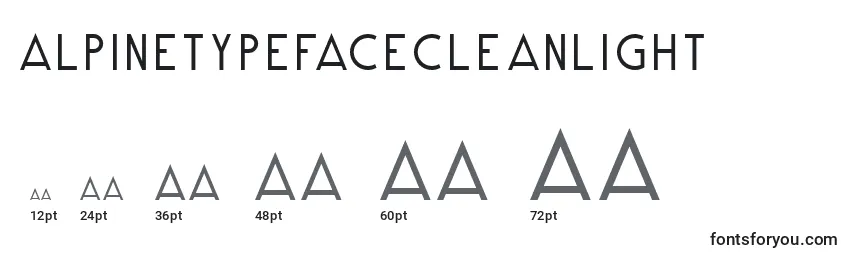 Размеры шрифта AlpineTypefaceCleanLight