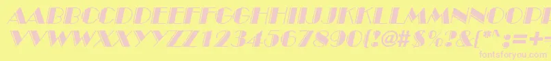 BroadwayengravedItalic-Schriftart – Rosa Schriften auf gelbem Hintergrund