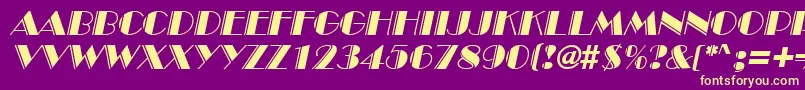 BroadwayengravedItalic Font – Yellow Fonts on Purple Background