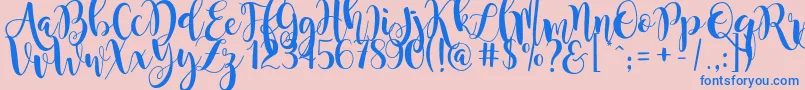 MagnoliaSky-Schriftart – Blaue Schriften auf rosa Hintergrund