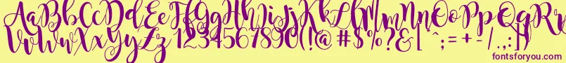 MagnoliaSky-Schriftart – Violette Schriften auf gelbem Hintergrund