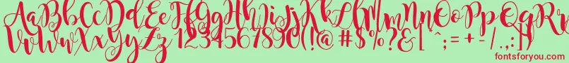 MagnoliaSky Font – Red Fonts on Green Background