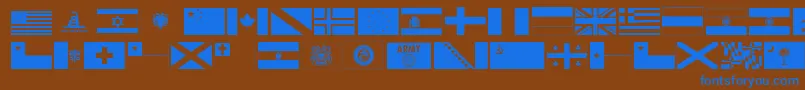 Ryflag11-Schriftart – Blaue Schriften auf braunem Hintergrund