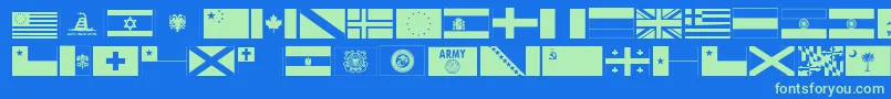 Ryflag11-fontti – vihreät fontit sinisellä taustalla