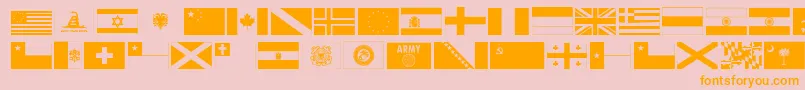 フォントRyflag11 – オレンジの文字がピンクの背景にあります。
