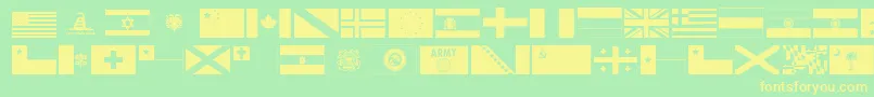 フォントRyflag11 – 黄色の文字が緑の背景にあります