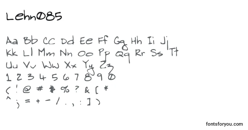 Czcionka Lehn085 – alfabet, cyfry, specjalne znaki