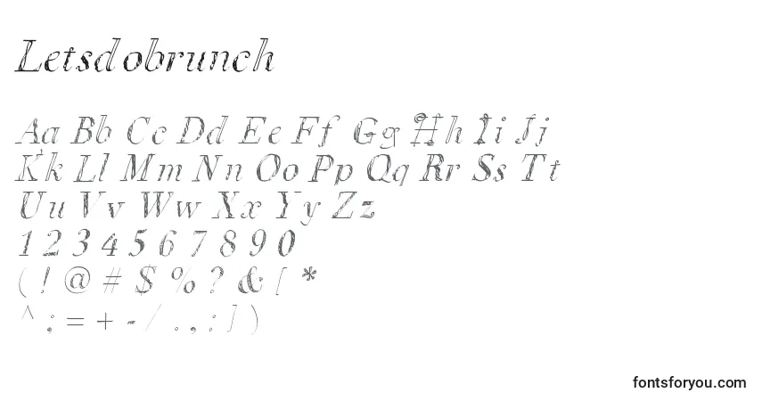 Schriftart Letsdobrunch – Alphabet, Zahlen, spezielle Symbole