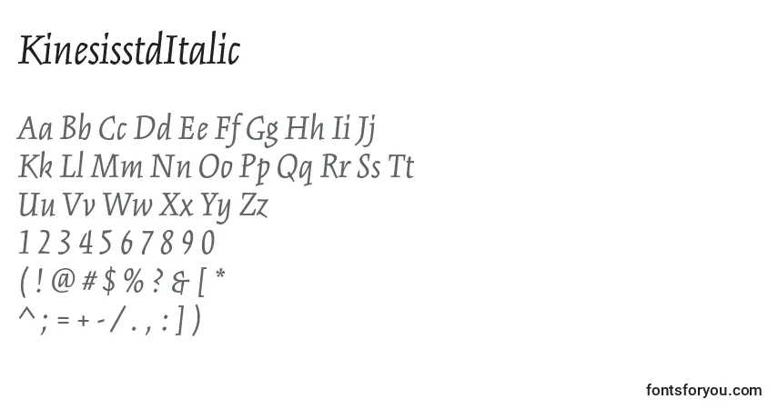 Czcionka KinesisstdItalic – alfabet, cyfry, specjalne znaki