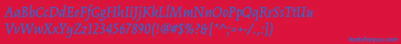 フォントKinesisstdItalic – 赤い背景に青い文字