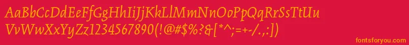 KinesisstdItalic Font – Orange Fonts on Red Background