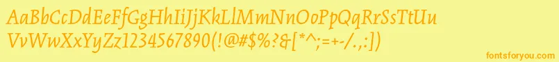 KinesisstdItalic Font – Orange Fonts on Yellow Background