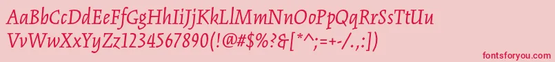 フォントKinesisstdItalic – ピンクの背景に赤い文字