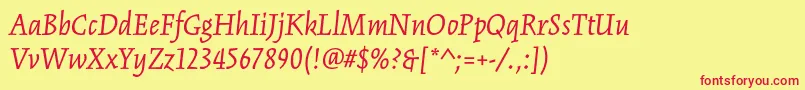 KinesisstdItalic Font – Red Fonts on Yellow Background