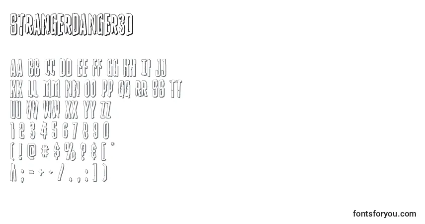 A fonte Strangerdanger3D – alfabeto, números, caracteres especiais