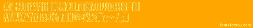 Strangerdanger3D-Schriftart – Gelbe Schriften auf orangefarbenem Hintergrund